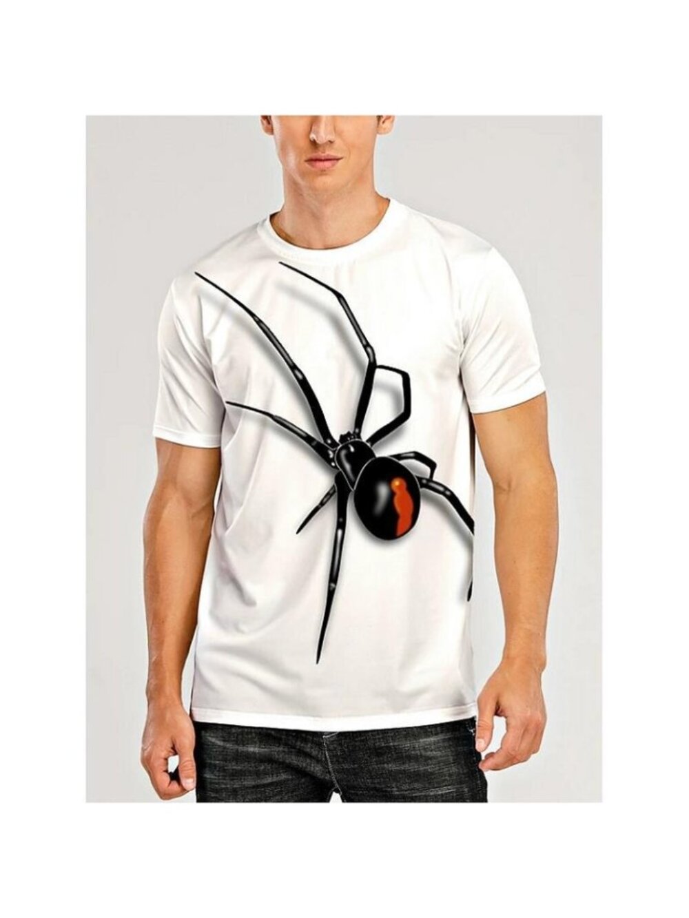 Street Graphic men's Spider Print T Shirt Summer Fashion White Size 4XLNew